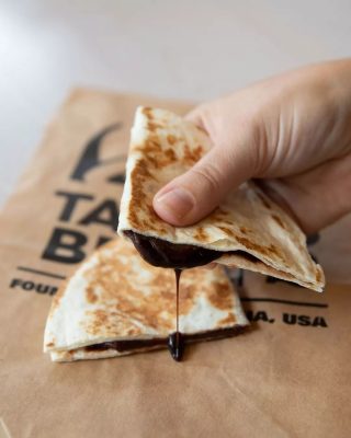 The #Chocodilla. A scoop of choc chips in a soft tortilla, toasted to perfection.